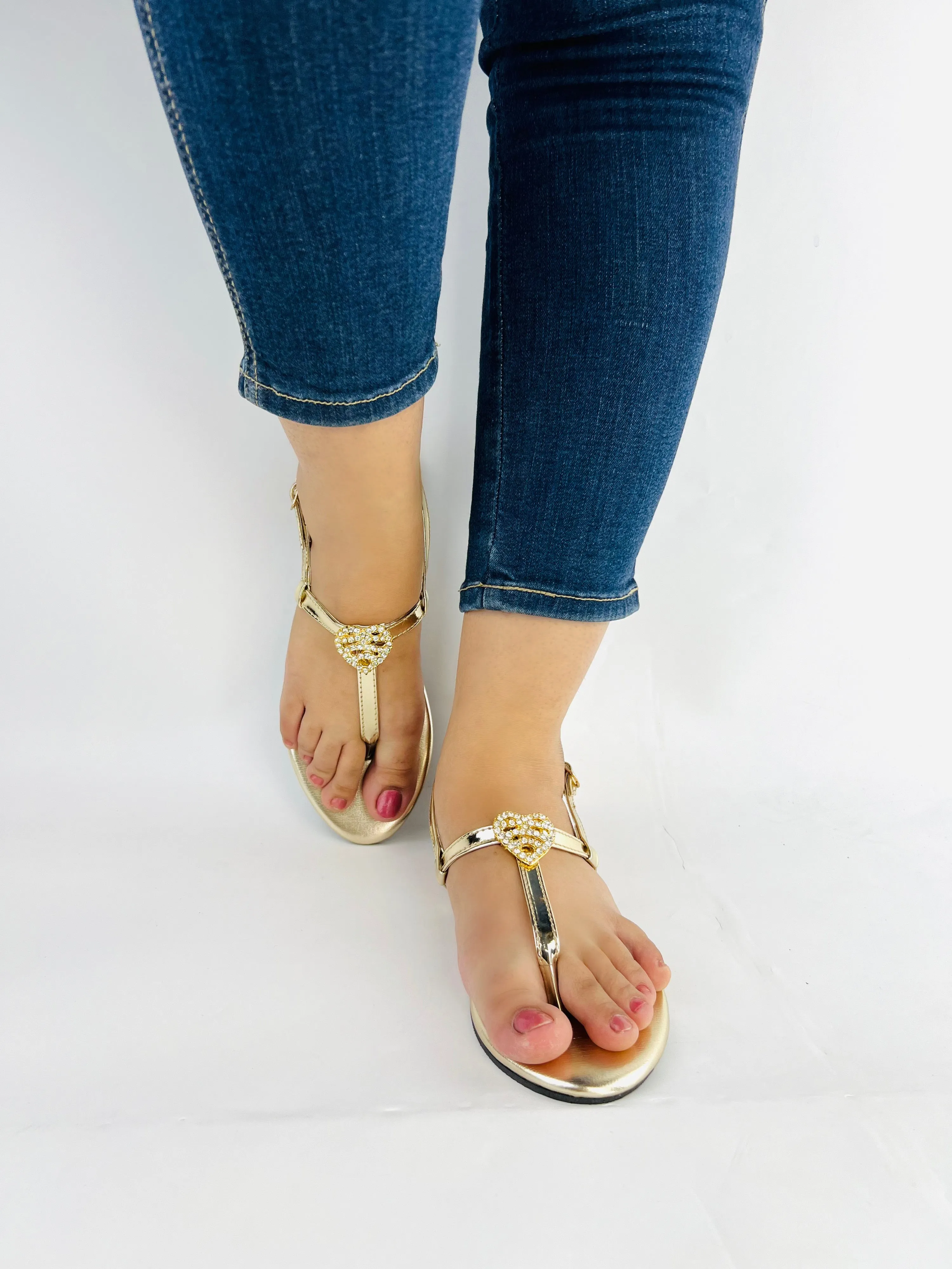 Anya Metallic Gold Strap Flip Flop Flat Thong Sandals