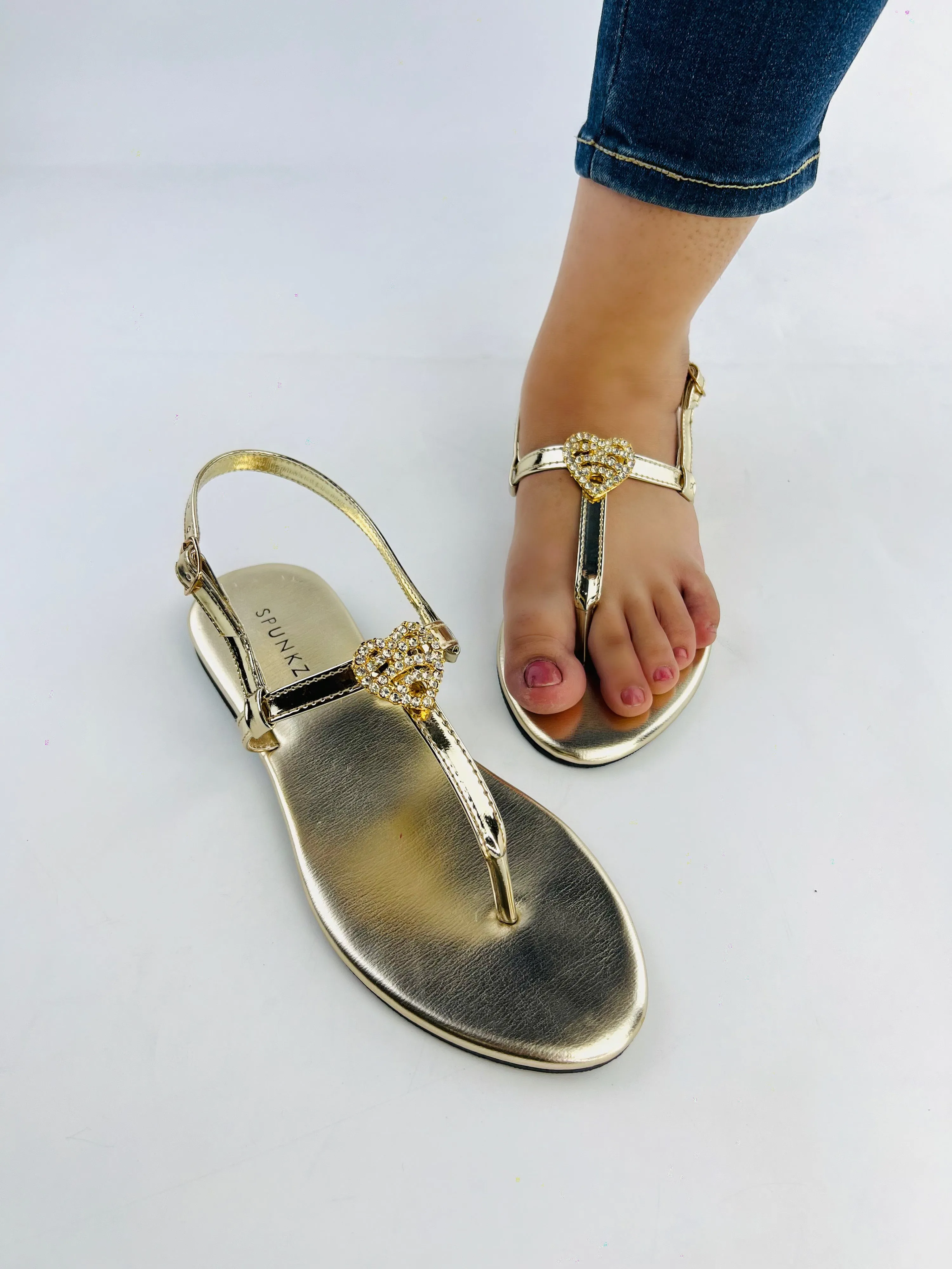 Anya Metallic Gold Strap Flip Flop Flat Thong Sandals