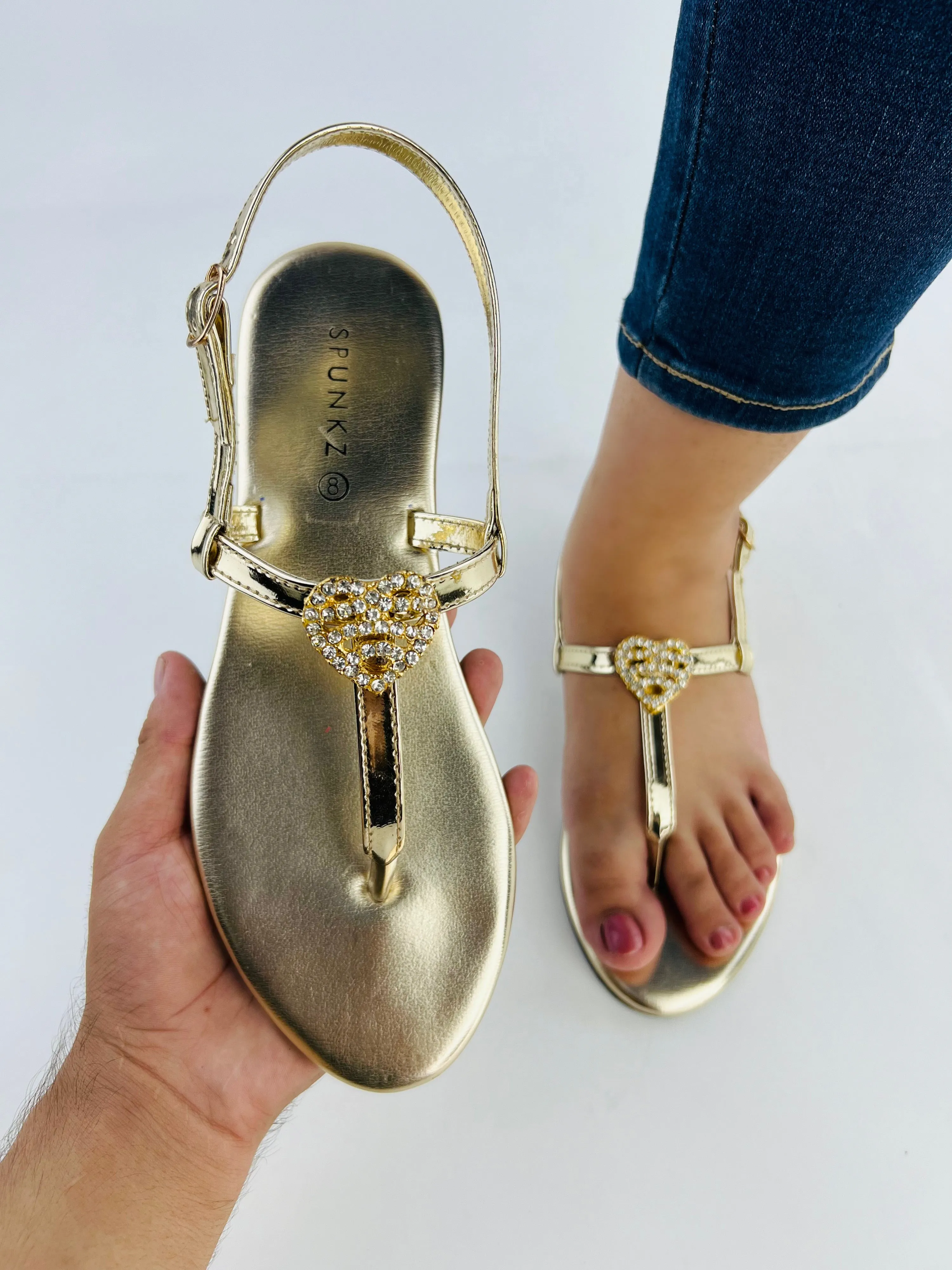 Anya Metallic Gold Strap Flip Flop Flat Thong Sandals