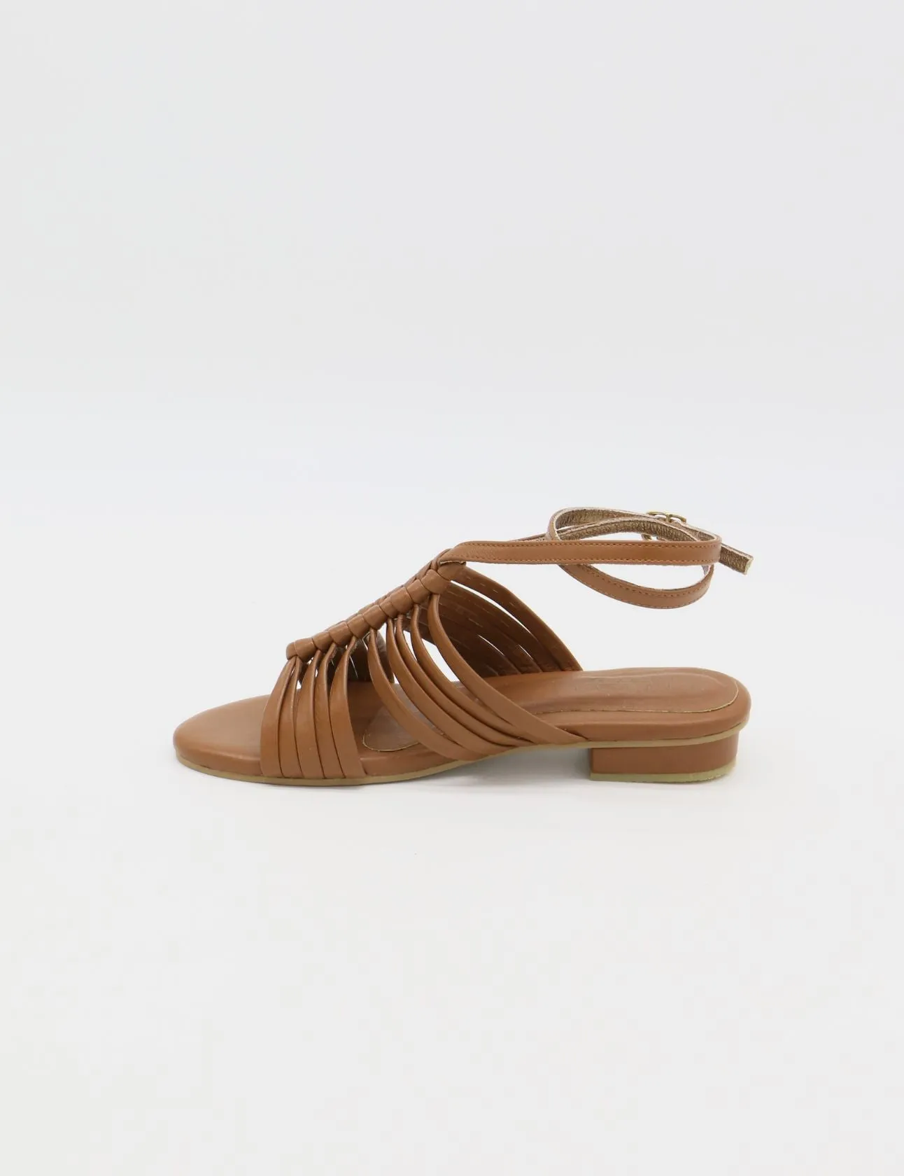 Aphrodita braided crochet sandals in tan leather women shoes