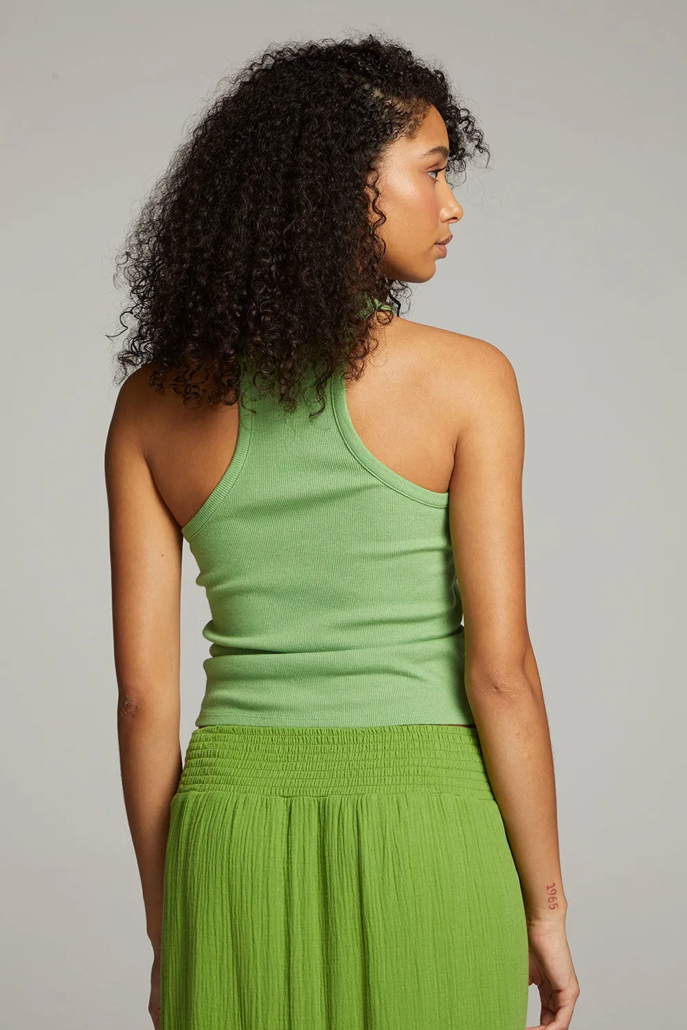 August Piquant Green Tank Top