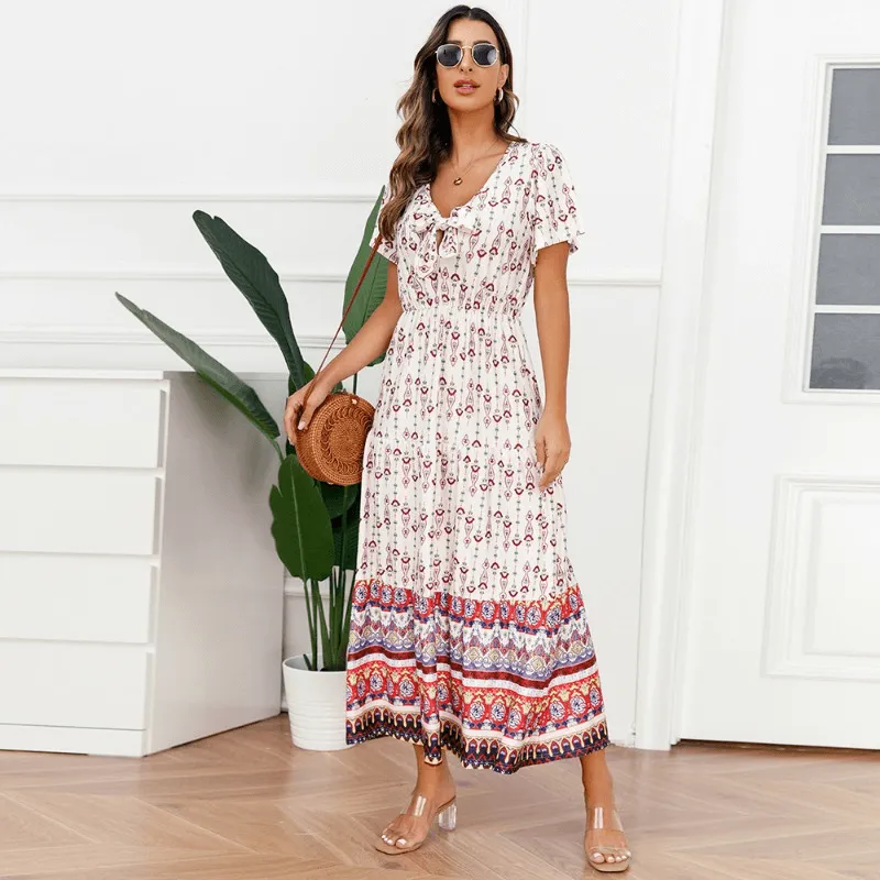 Bohemian Long Vintage Printed Beach Dress