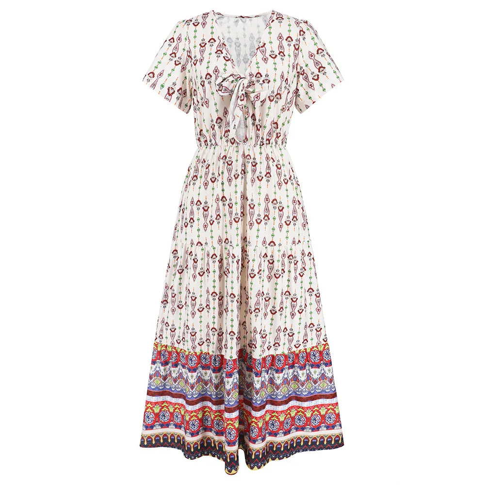 Bohemian Long Vintage Printed Beach Dress