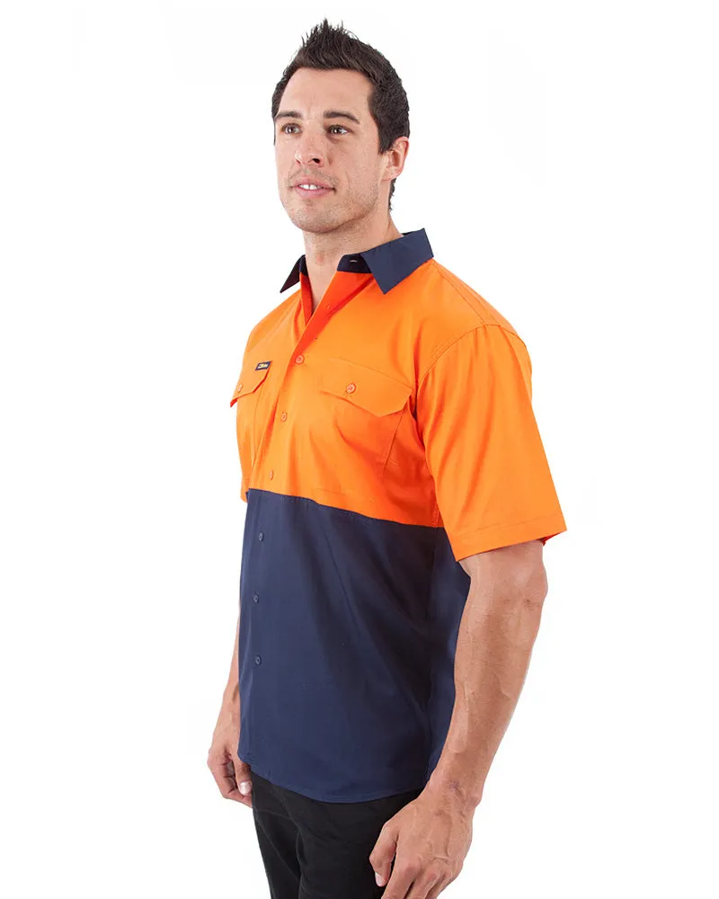 Cool Lightweight Drill Shirt SS - Orange/Navy