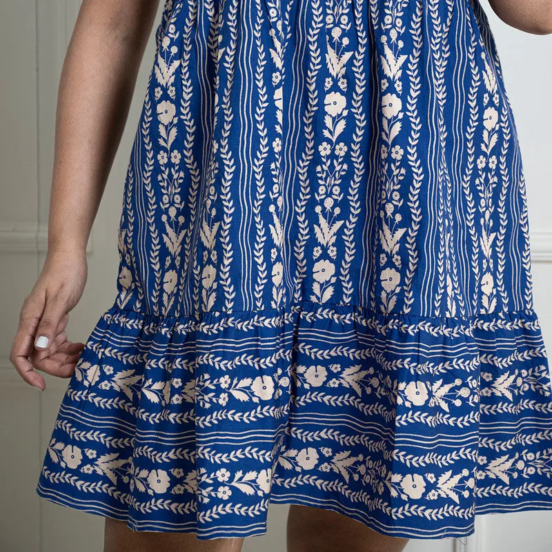 Cotton Printed Skater Dress | Blue