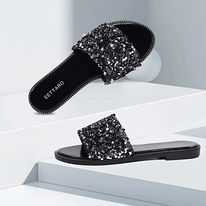 Encrusted Silver Sparkle Fashion Sandals