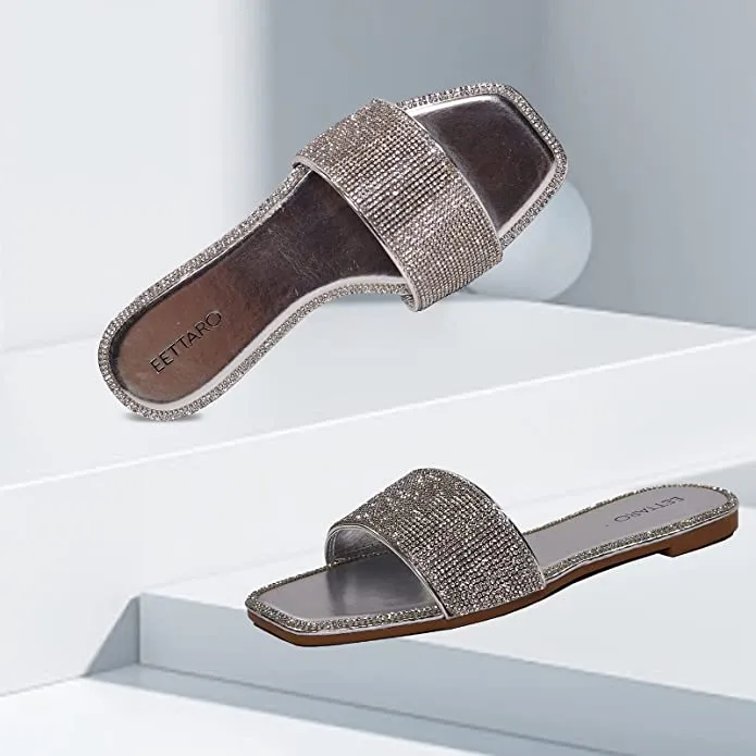 Encrusted Silver Sparkle Fashion Sandals