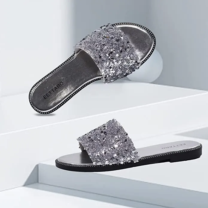 Encrusted Silver Sparkle Fashion Sandals