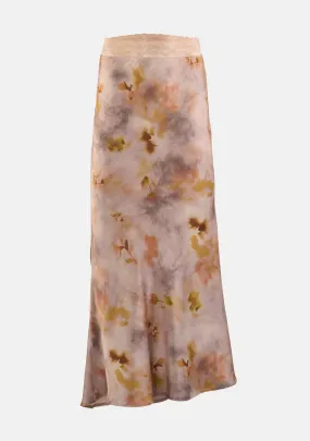 Floral Printed Satin Maxi Skirt