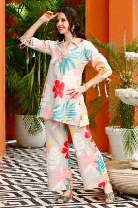 Graceful Vacation Florals Cotton Flex Co-ord Set