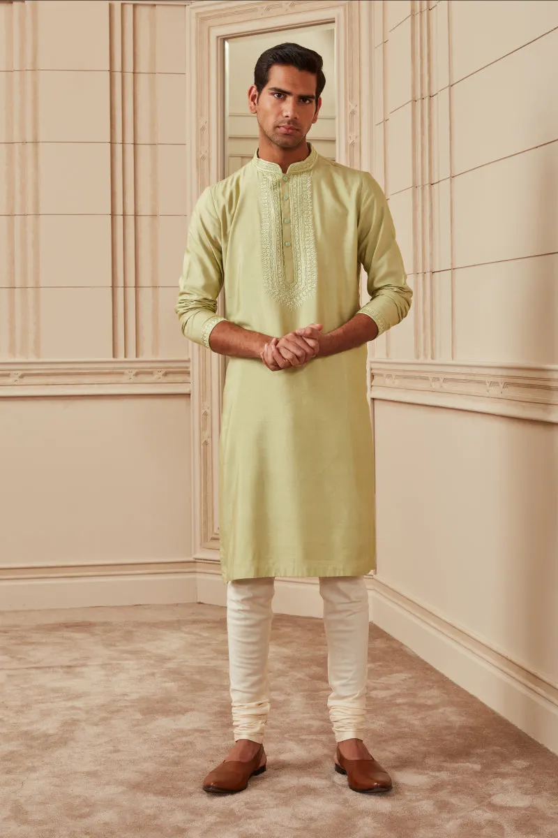 Green Threadwork Kurta Set