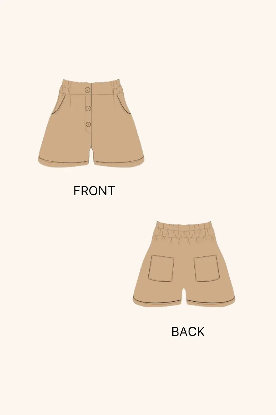 High Waisted Shorts Sewing Pattern 'Harper'