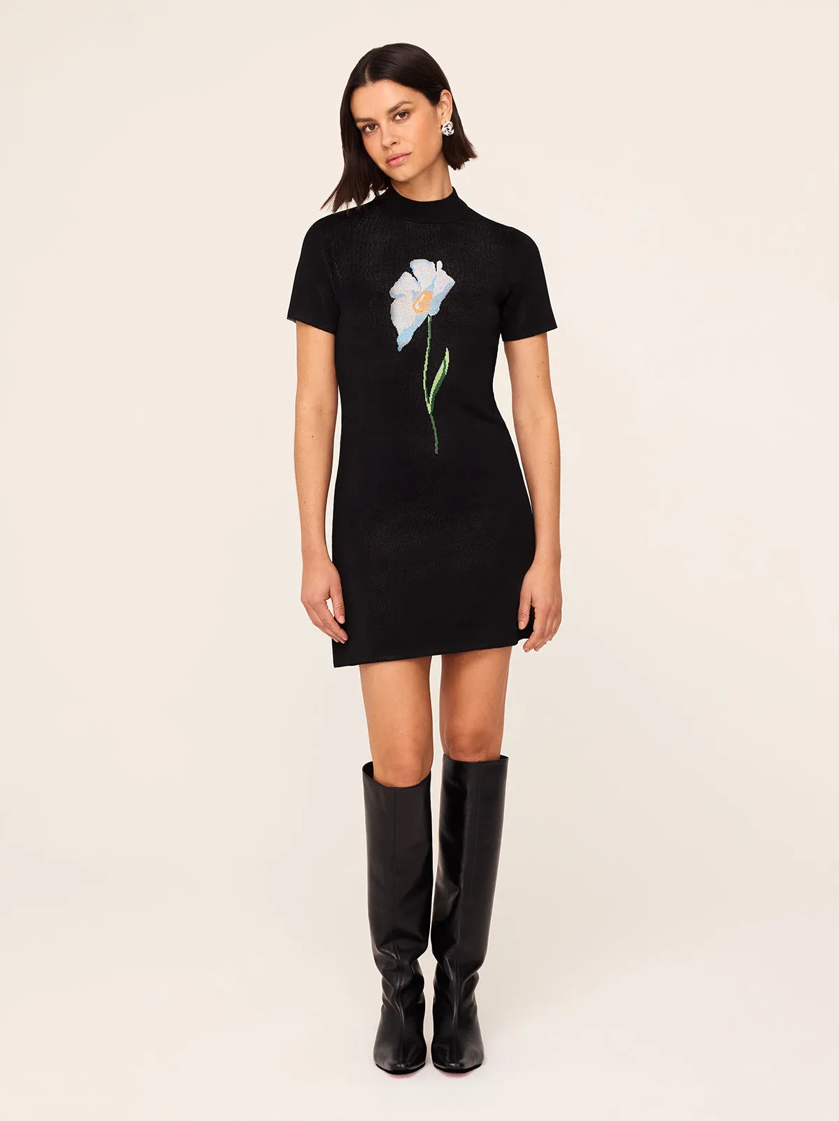 Jamie Black Poppy Knit Mini Dress