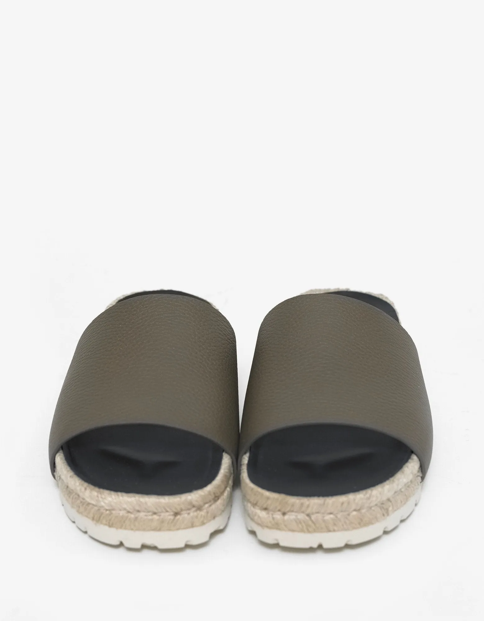 Khaki Leather Espadrille Sandals -