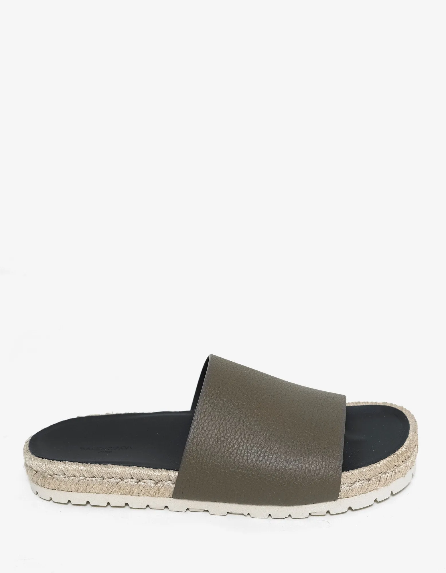 Khaki Leather Espadrille Sandals -