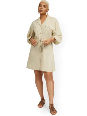 Linen-Blend Dolman Shirtdress