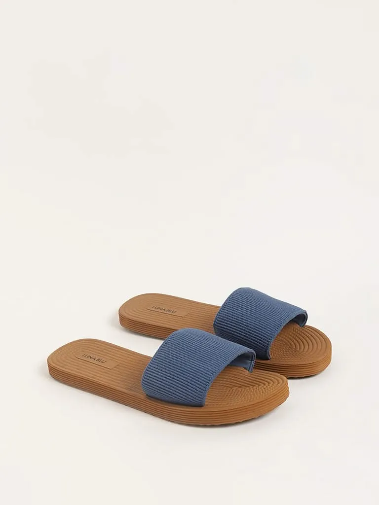 LUNA BLU Textured Blue Flip-Flop