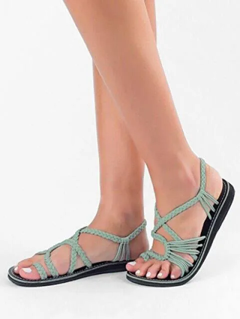 Luxurious Loop Braided Strap Flat Sandals