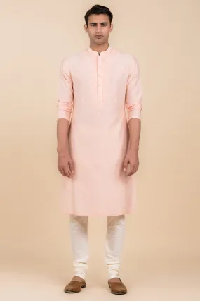 Peach All Over Resham Embroidered Kurta Set