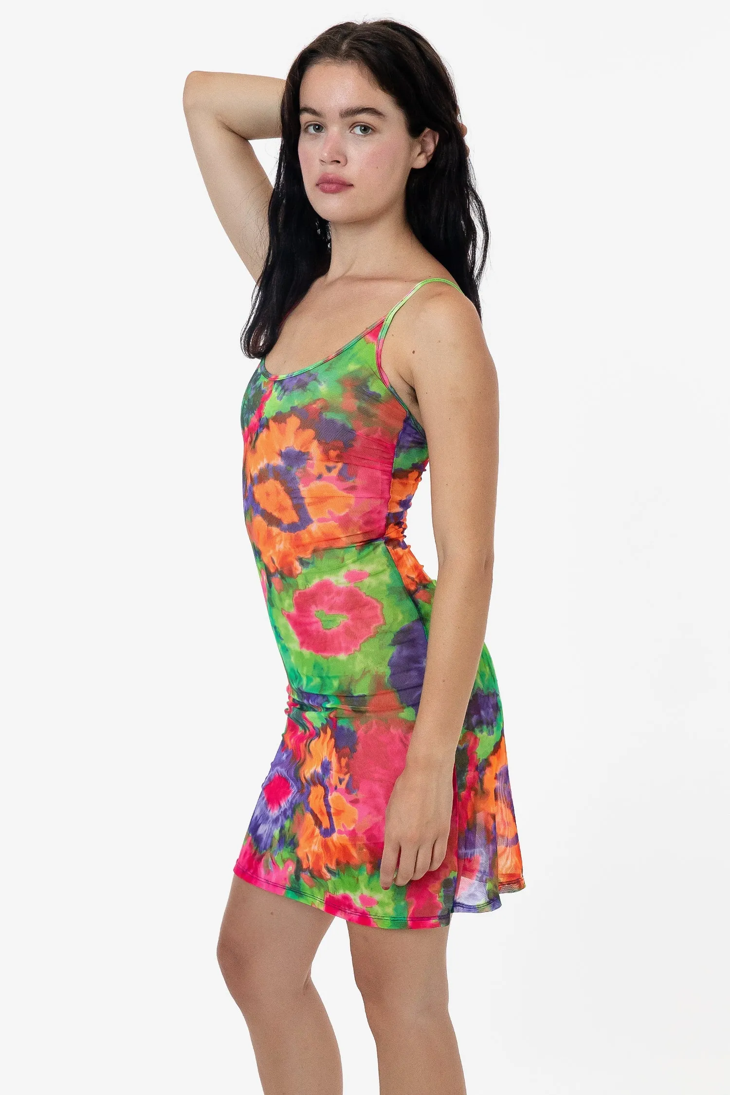 RNS783P - Printed Micro Mesh Spaghetti Dress