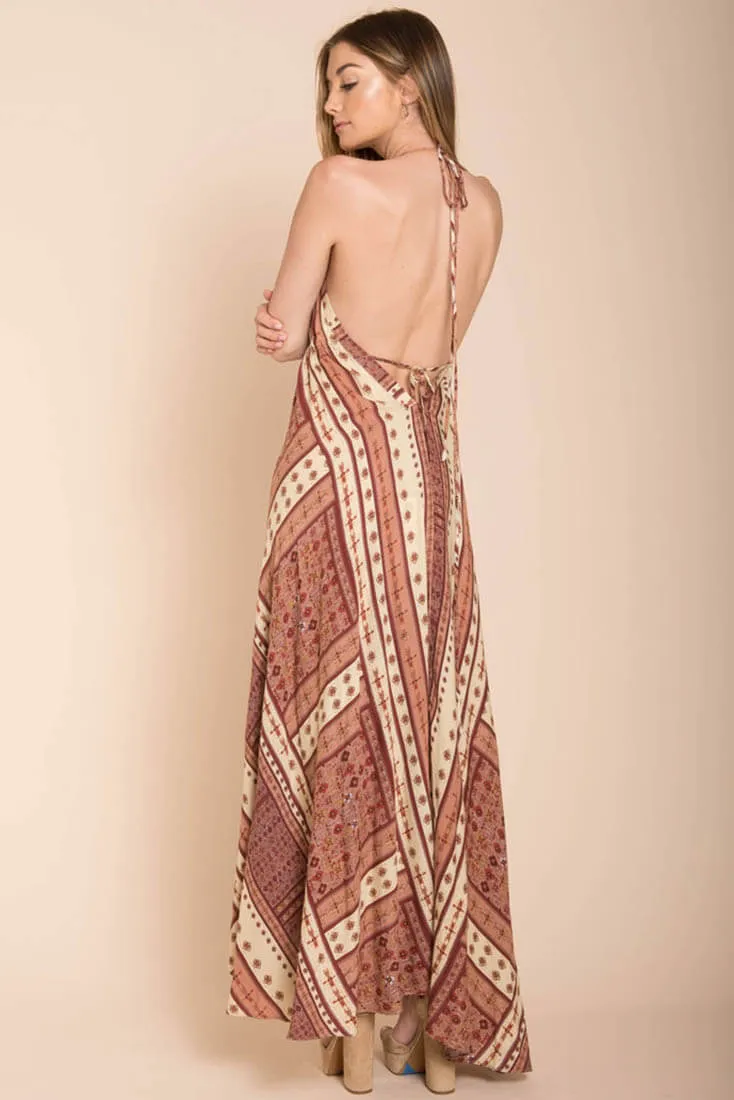 Romani Fall Maxi Dress Rust