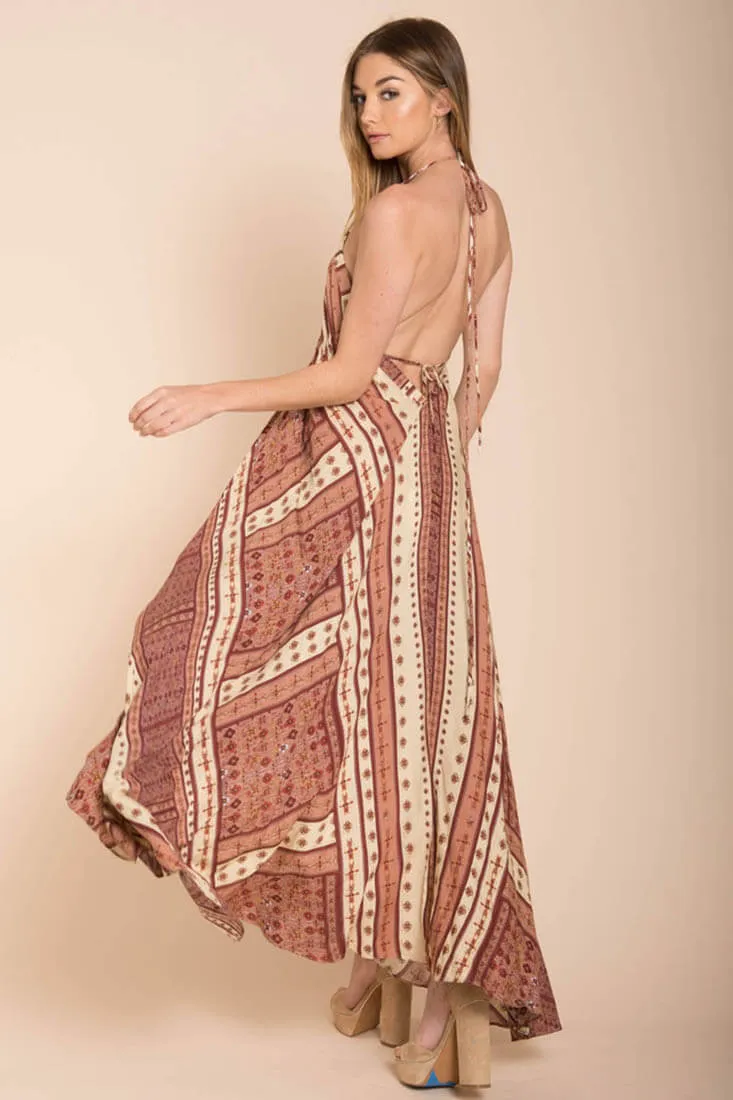 Romani Fall Maxi Dress Rust