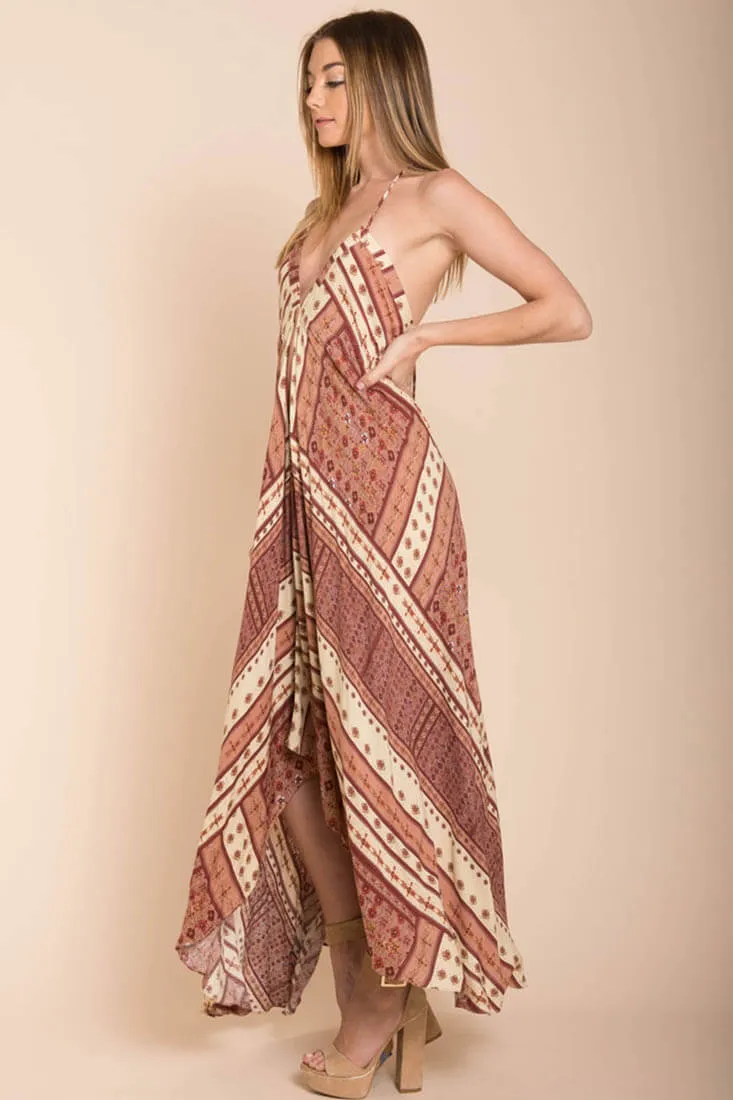 Romani Fall Maxi Dress Rust