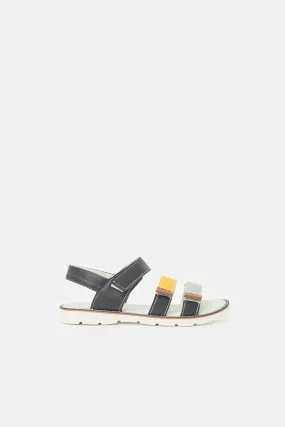 Senior Boys Black Colour Block Comfort Sandal