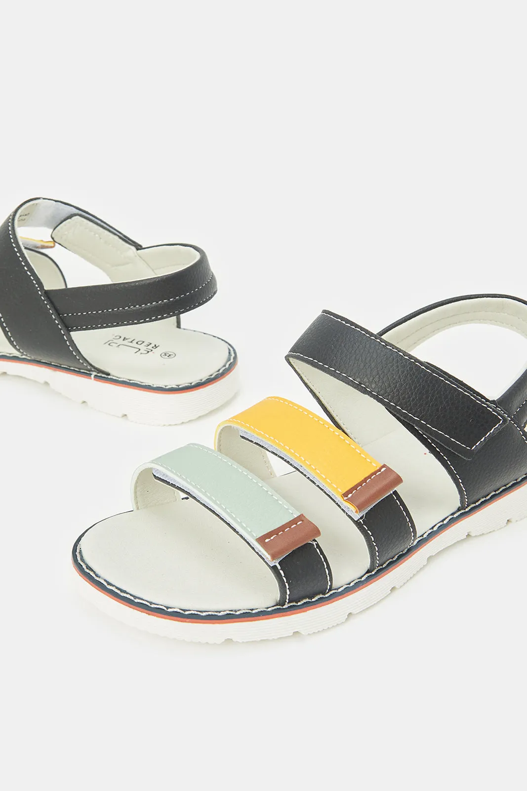 Senior Boys Black Colour Block Comfort Sandal