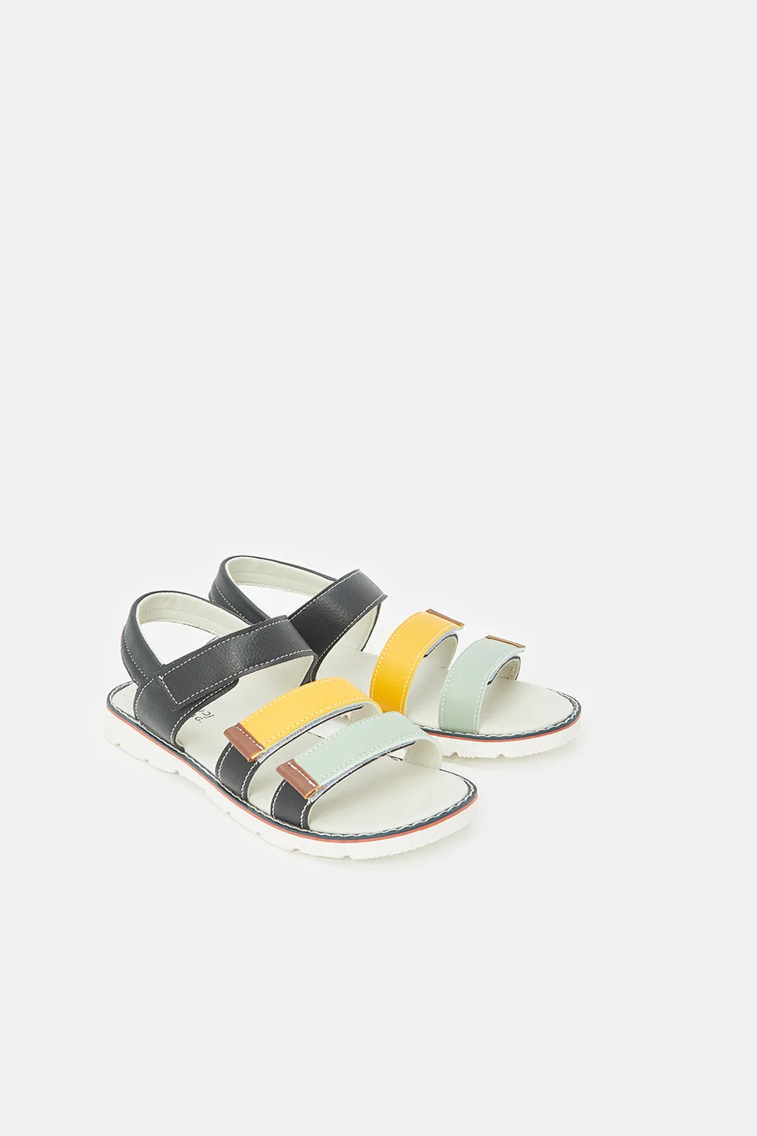 Senior Boys Black Colour Block Comfort Sandal