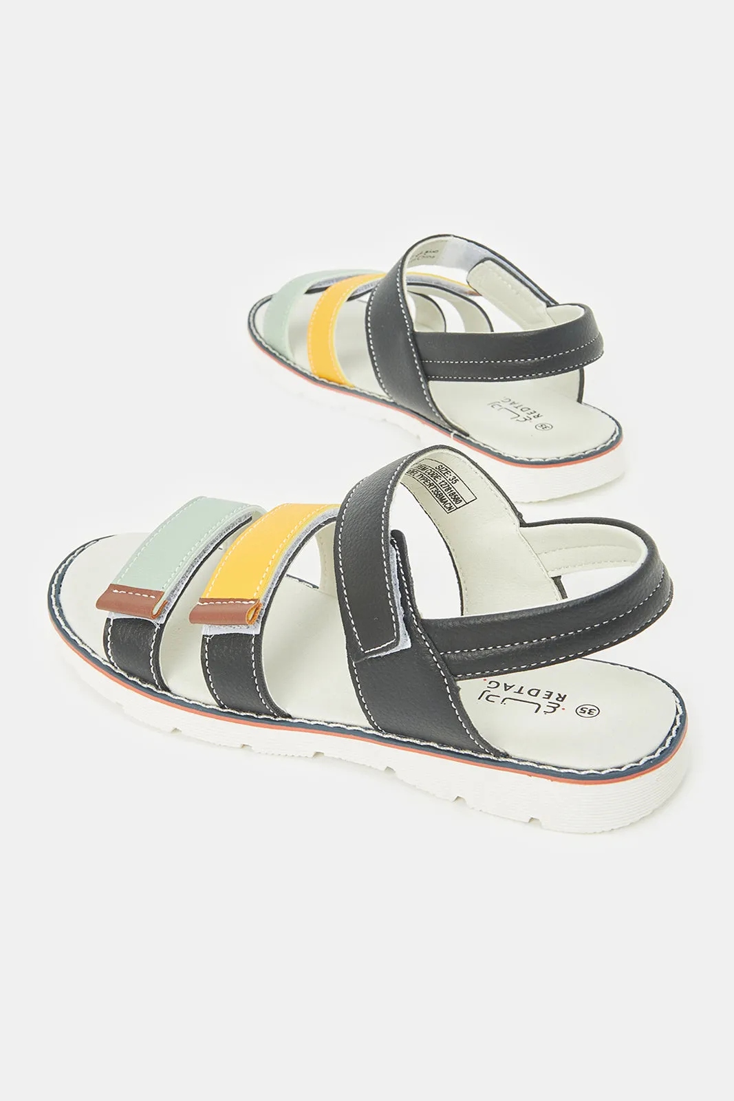 Senior Boys Black Colour Block Comfort Sandal