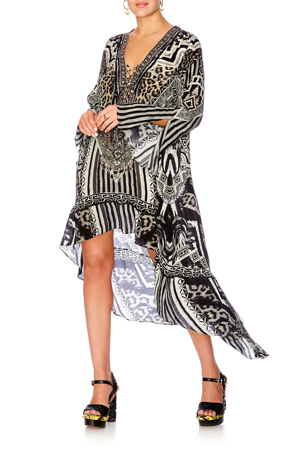 SHORT DRESS WITH HIGH LOW HEM TRIBAL THEORY