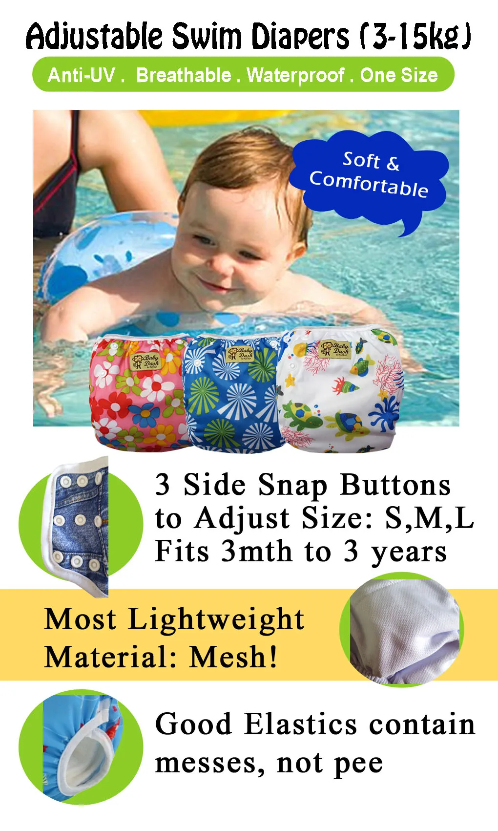 Size Adjustable Swim Diaper - Duckling