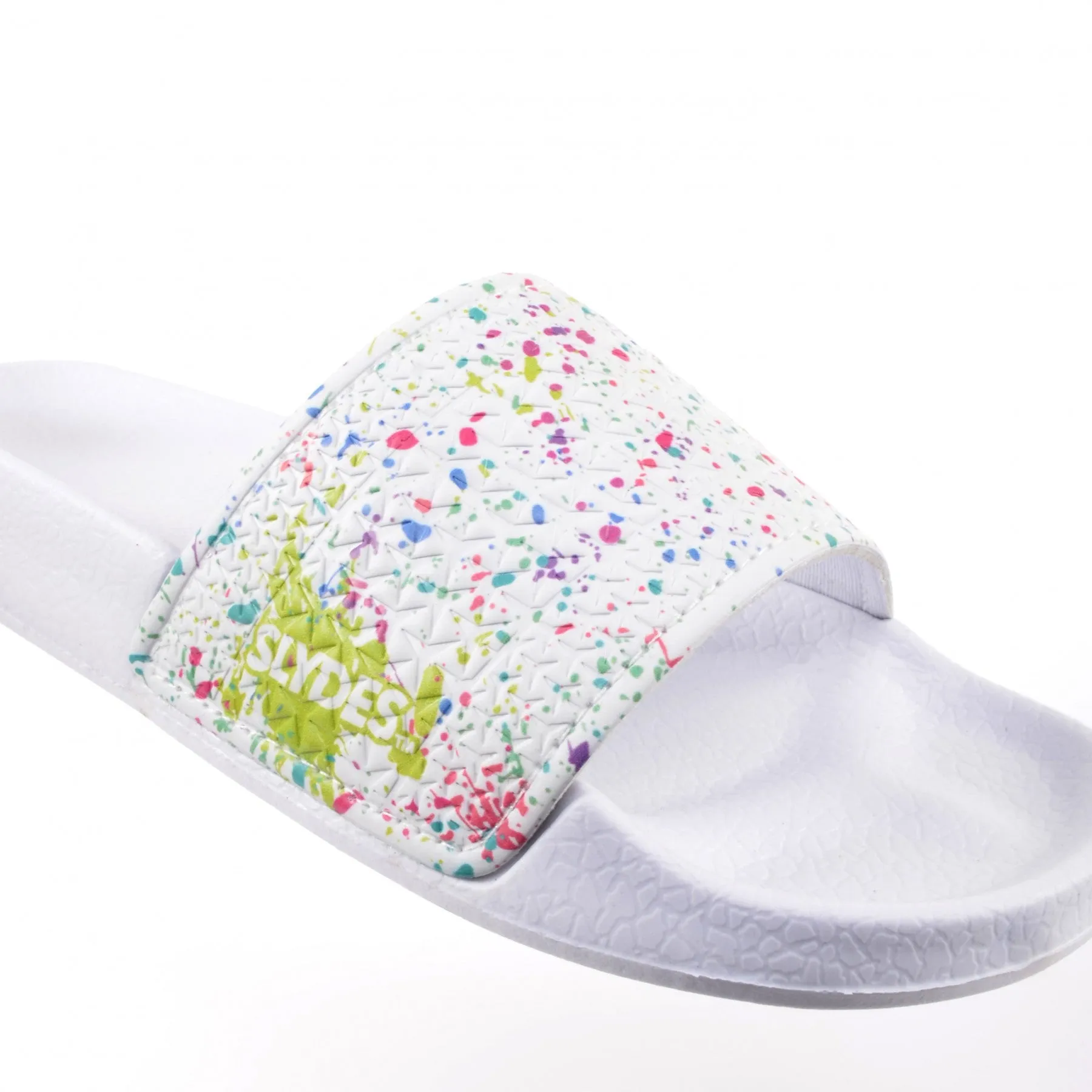 Slydes Rainbow Paint Splatter Slide Sandals