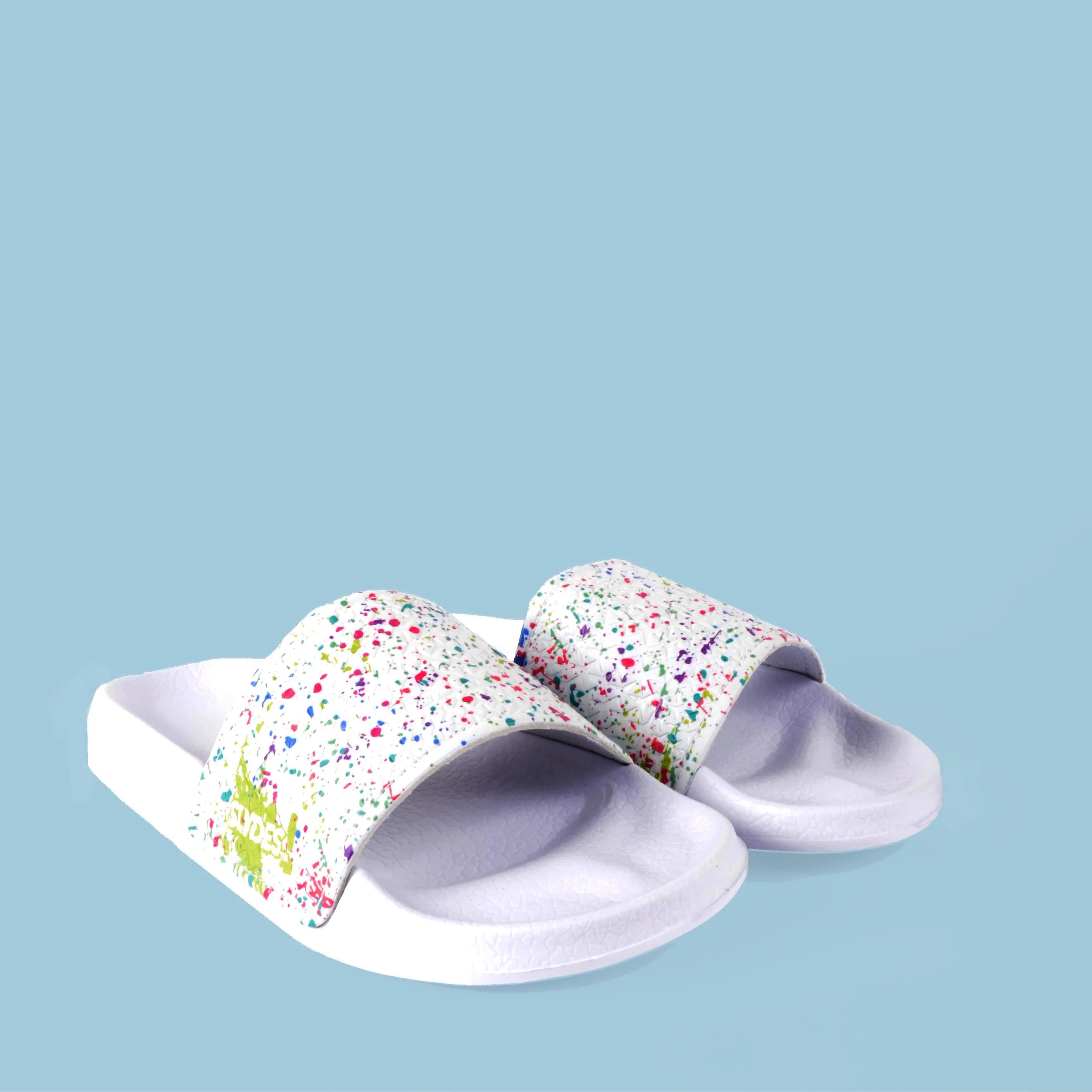 Slydes Rainbow Paint Splatter Slide Sandals