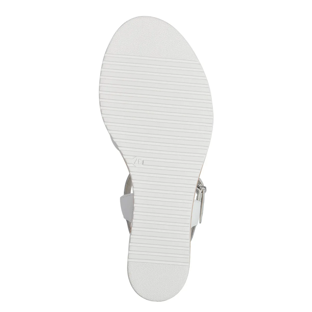 Tamaris White Leather Wedge Sandals with Silver Buckle