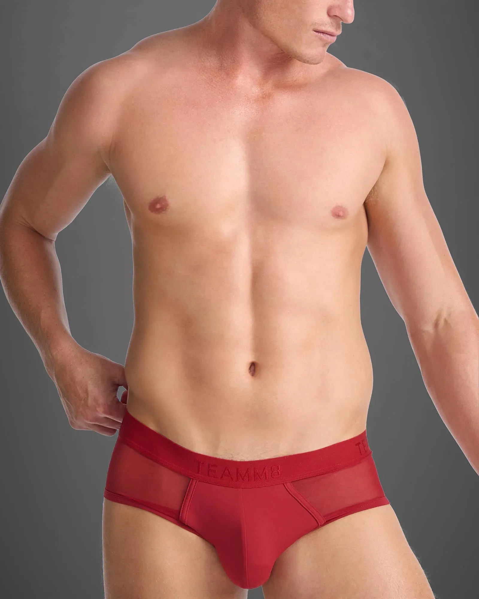 Teamm8 Score Sheer brief mesh red