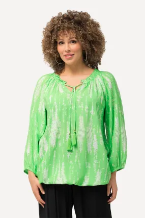 Ulla Popken Tie Neck Blouse in Green