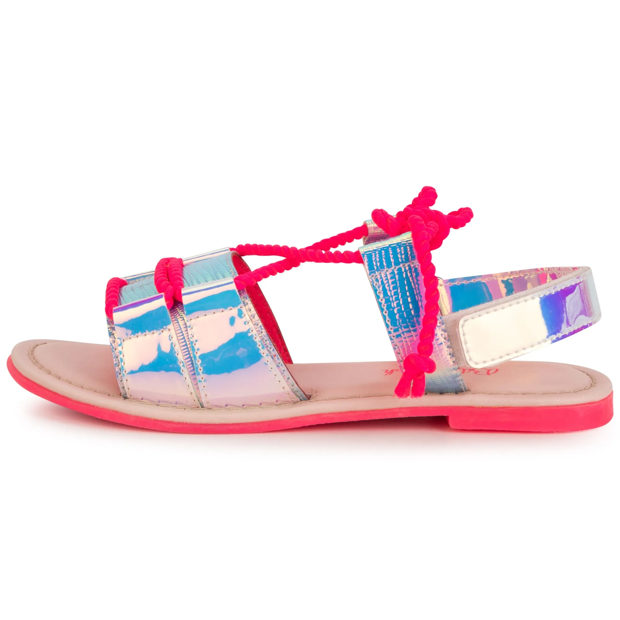 White Iridescent Sandals with Rope Tie