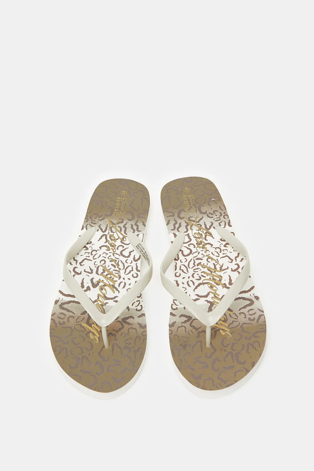 Women Beige Animal Print Flip Flop