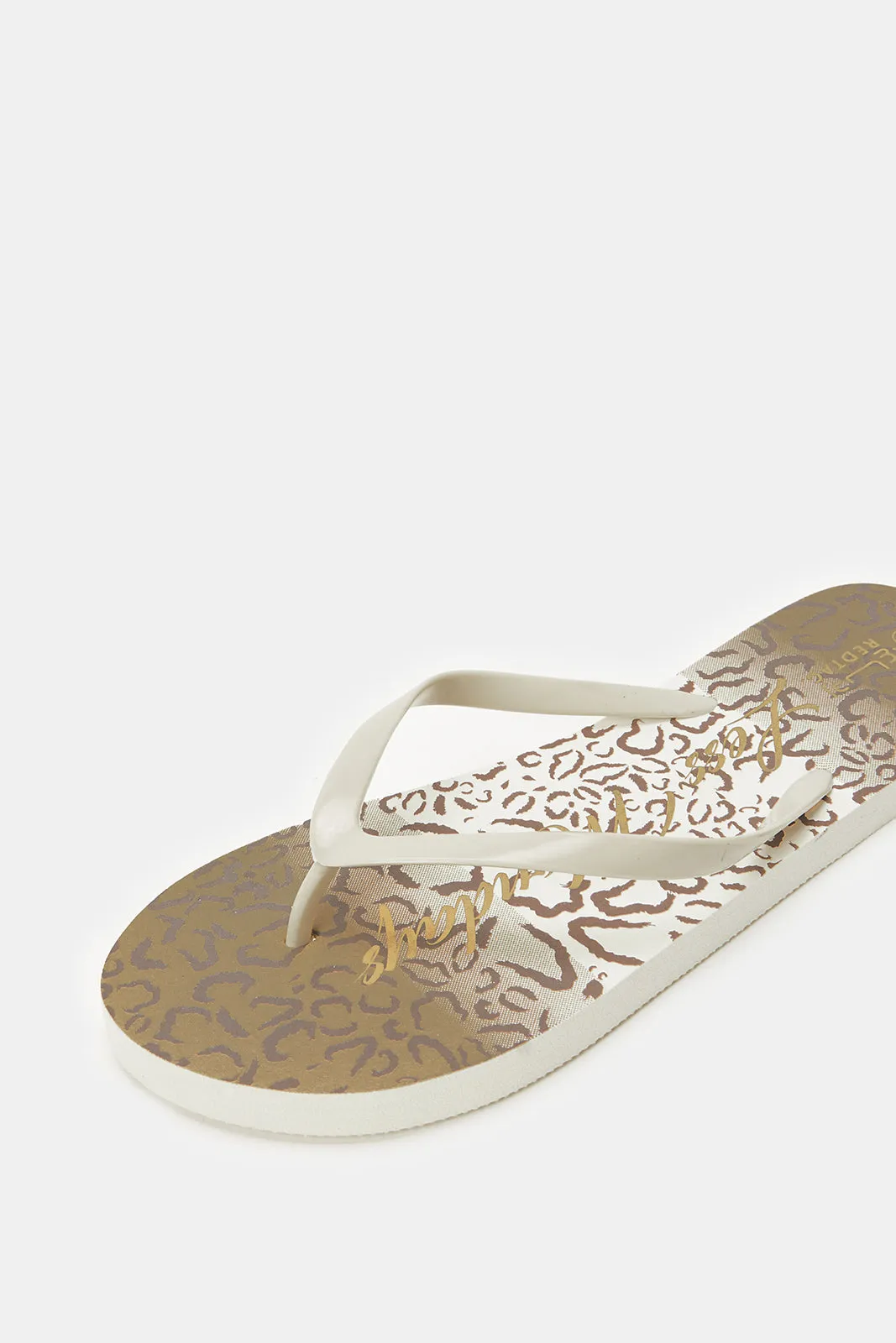 Women Beige Animal Print Flip Flop