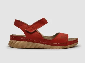 Women's Leather Sandals - Red