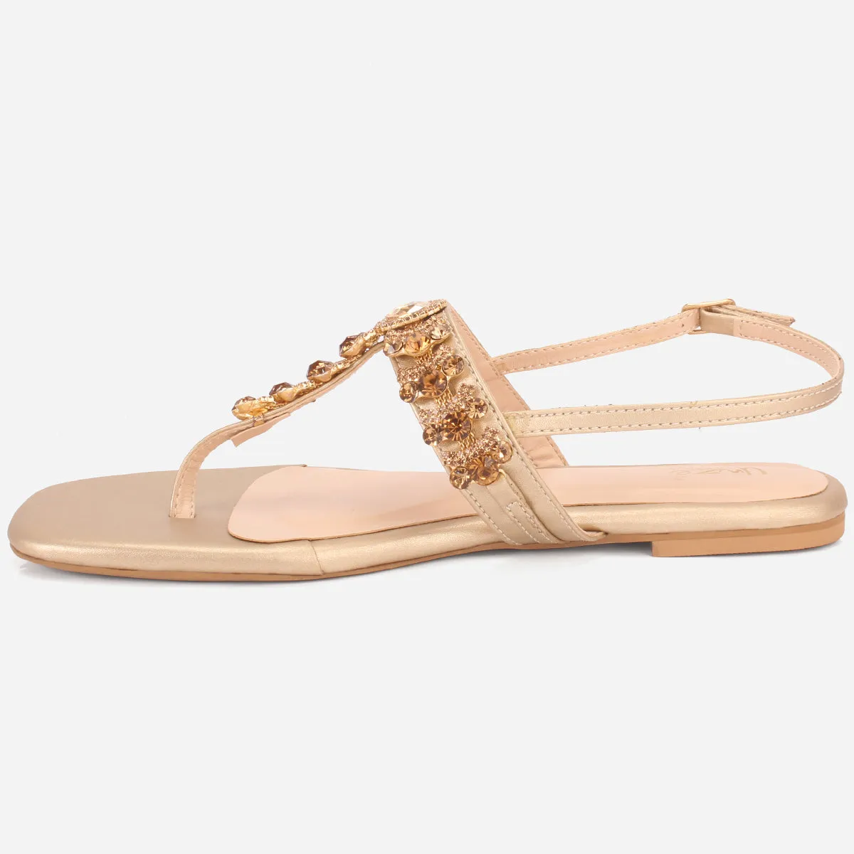 Womens "MUAZA" Decorated T-bar Summer Sandals