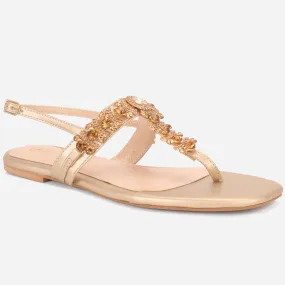 Womens "MUAZA" Decorated T-bar Summer Sandals